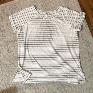 Cream with black stripe tee
